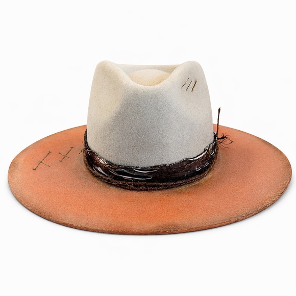 BRAND NEW REV RAN Wide Brim Orange Distressed Hat SIZE MEDIUM main image 2